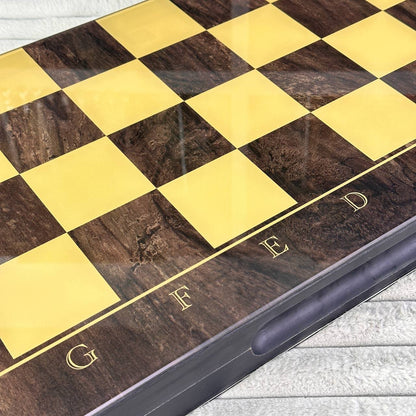 Jeu d'échecs et de backgammon en verre 3 en 1 dans un cadre en bois, 2 tailles, un jeu de société luxueux prêt à offrir