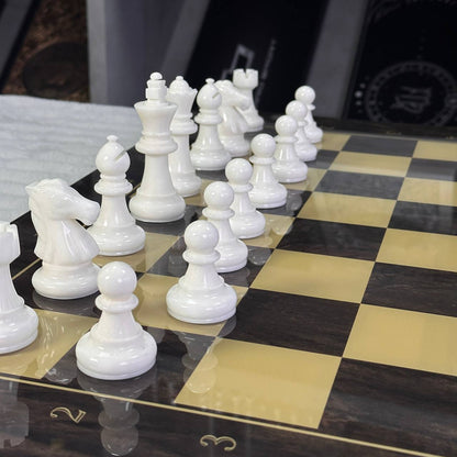 Jeu d'échecs et de backgammon en verre 3 en 1 dans un cadre en bois, 2 tailles, un jeu de société luxueux prêt à offrir