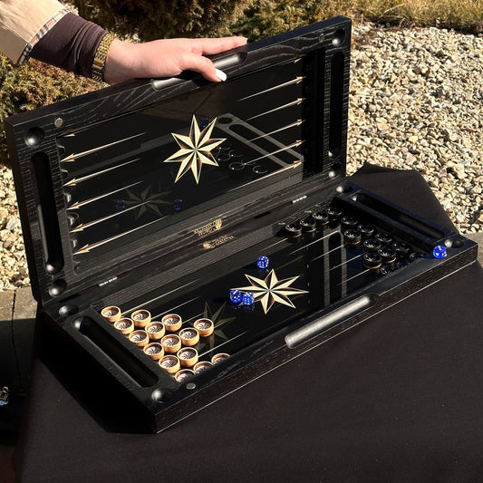 Luxury 19.7" Glass&Wood Backgammon sets | Premium Handcrafted Gift for Him, Husband, Anniversary