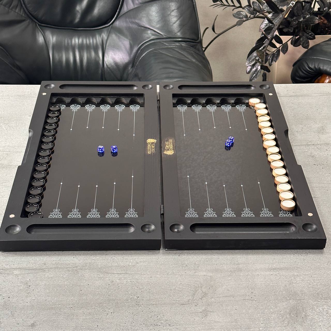 Classic Chess with Stylized Pieces Chess Backgammon Checkers Set