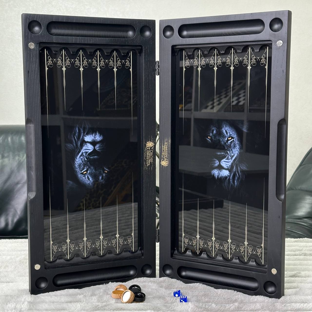 Glass&Wood Backgammon Set with Classic Minimalist Design, Customization and Gift-ready