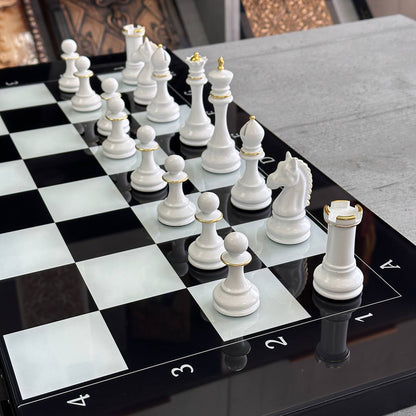 Jeu d'échecs et de backgammon en verre 3 en 1 dans un cadre en bois, 2 tailles, un jeu de société luxueux prêt à offrir