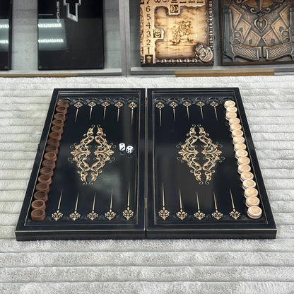 Wooden backgammon board game set "Dragon", travel backgammon 50*23cm. Gift-ready