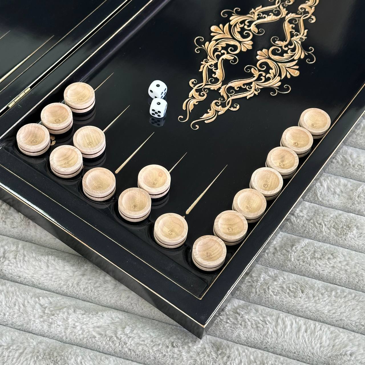 Wooden backgammon board game set "Dragon", travel backgammon 50*23cm. Gift-ready