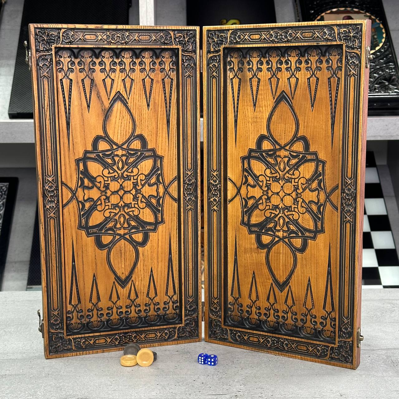 Handgefertigtes Backgammon-Set aus Holz mit Davidstern – Premium-Geschenkfertig mit kostenlosem weltweiten Versand
