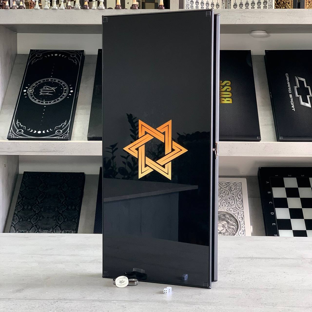 Sacred Symbolism in Play – Star of David Glass Backgammon Set, Customized, Gift-ready