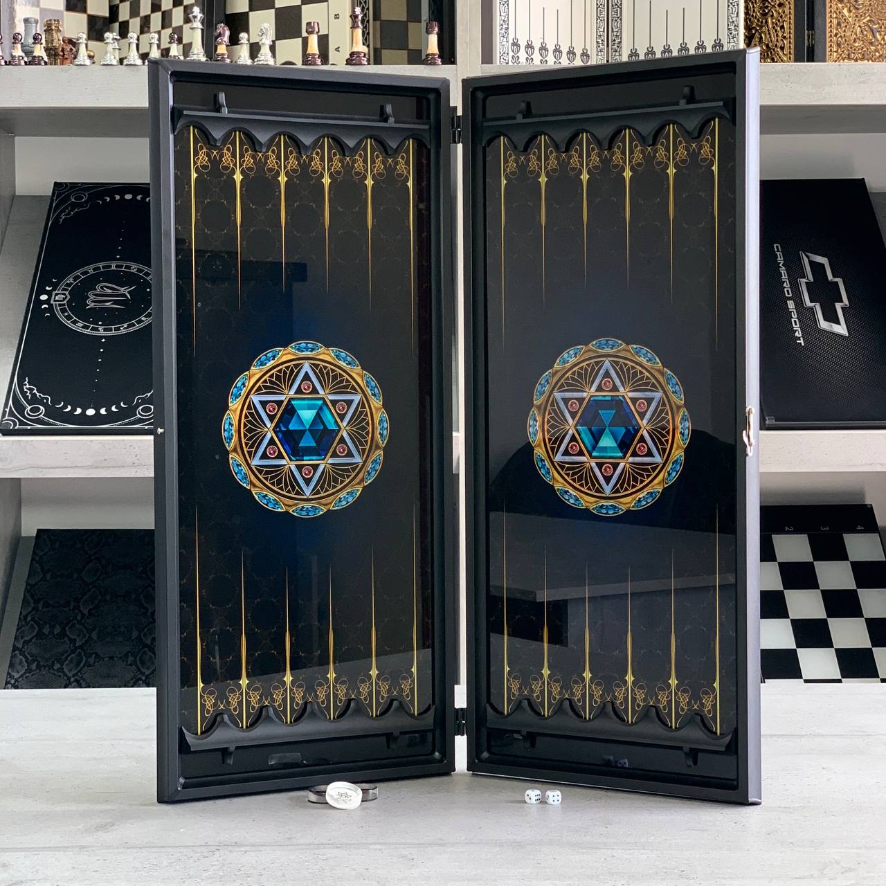 Sacred Symbolism in Play – Star of David Glass Backgammon Set, Customized, Gift-ready