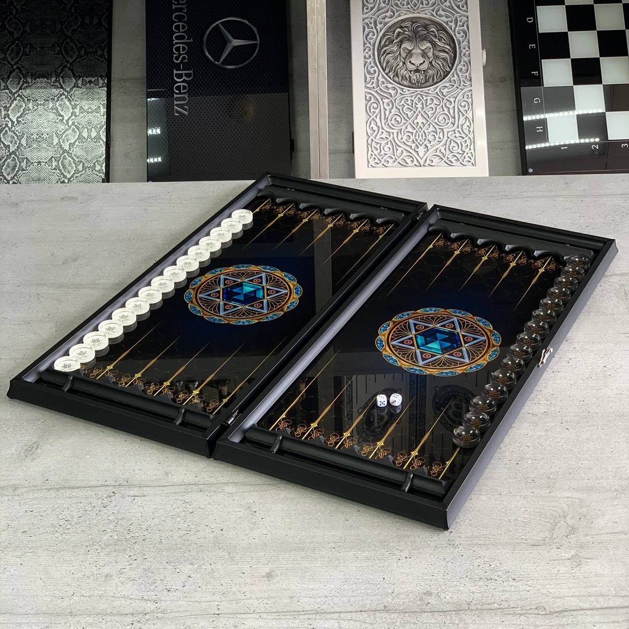 Sacred Symbolism in Play – Star of David Glass Backgammon Set, Customized, Gift-ready