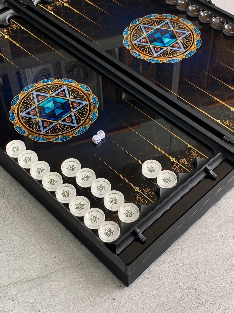 Sacred Symbolism in Play – Star of David Glass Backgammon Set, Customized, Gift-ready