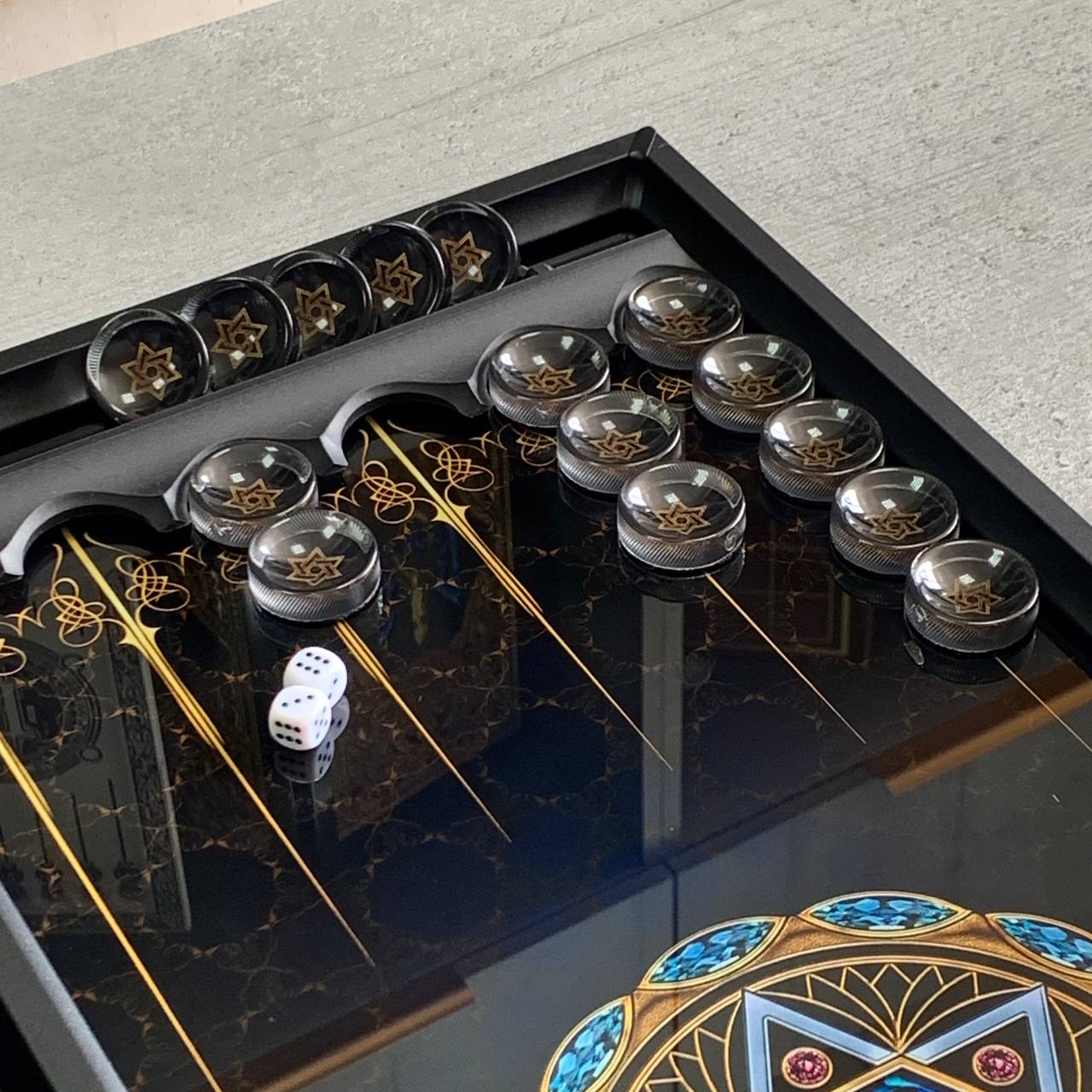 Sacred Symbolism in Play – Star of David Glass Backgammon Set, Customized, Gift-ready