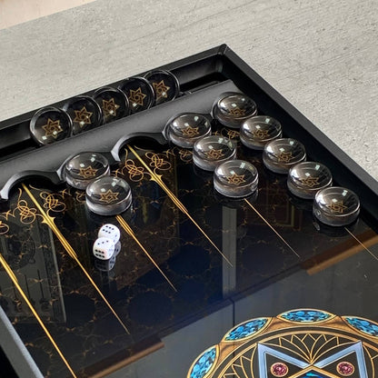 Sacred Symbolism in Play – Star of David Glass Backgammon Set, Customized, Gift-ready
