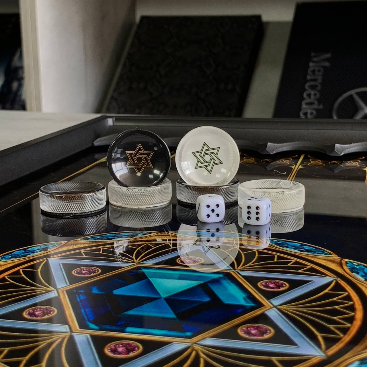 Sacred Symbolism in Play – Star of David Glass Backgammon Set, Customized, Gift-ready
