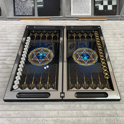 Luxuriöses Backgammon aus Metall mit gehärtetem Glas – Exklusives Design, handgefertigt, anpassbar