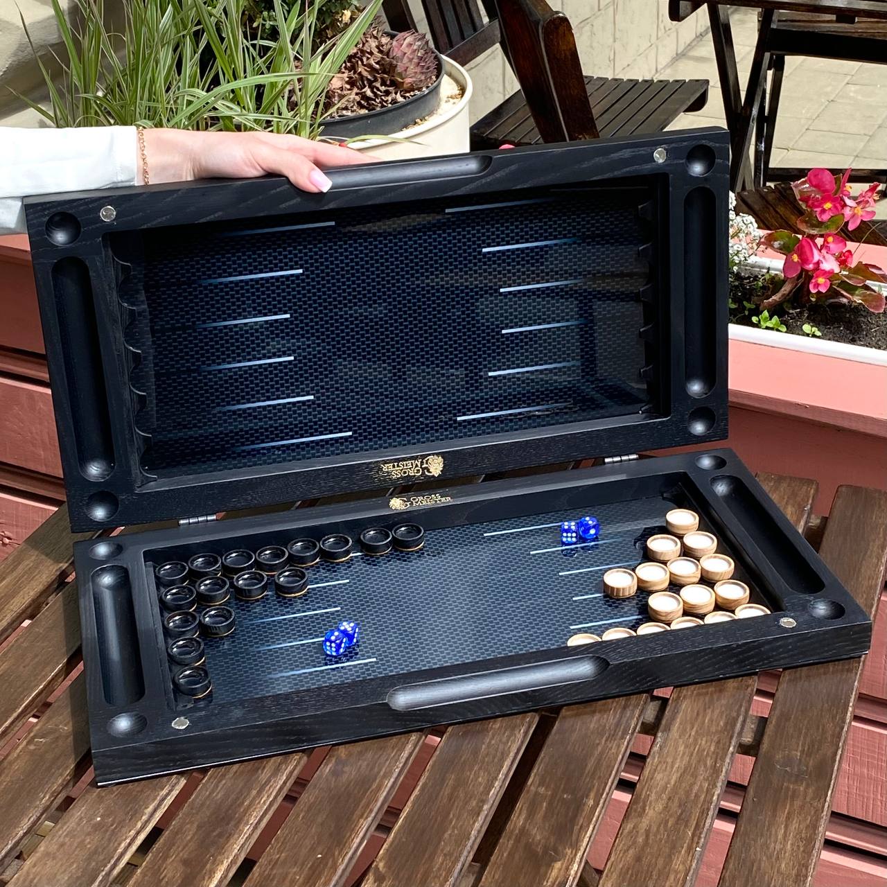 Glasschach- und Glas-Backgammon-Set 3in1, Chekers-Brettspiel, individuelles Backgammon-Brett, modernes Backgammon-Brett