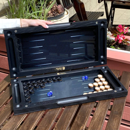 Glasschach- und Glas-Backgammon-Set 3in1, Chekers-Brettspiel, individuelles Backgammon-Brett, modernes Backgammon-Brett