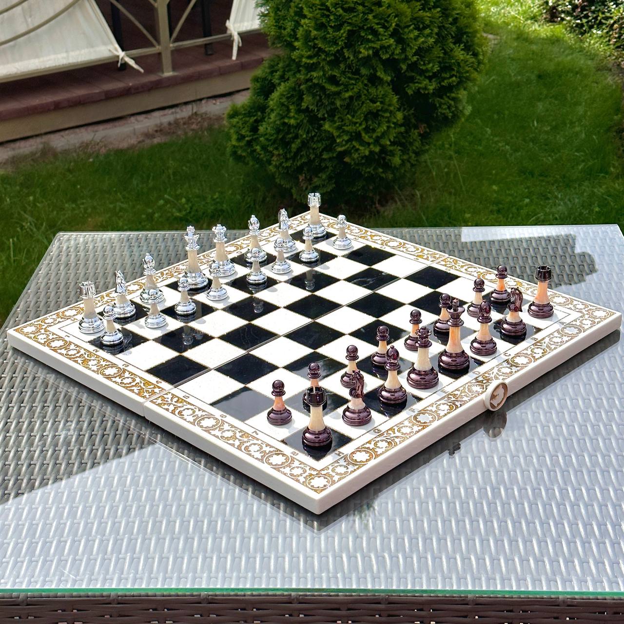 Luxury 3-in-1 Chess, Checkers & Backgammon Set – Handcrafted Acrylic Stone Chess + Free International Shipping Gift-ready