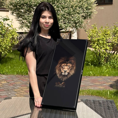 Exquisites Glas-Backgammon "Löwe" - 61×27 cm, Art. 250058. Individuell gestaltet. Geschenkfertig | Kostenloser Versand weltweit