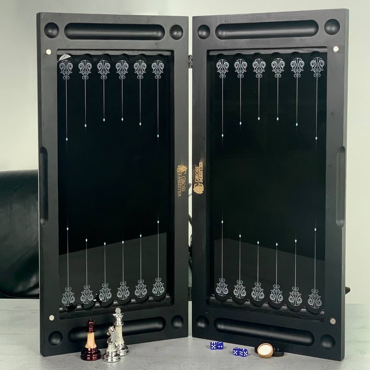Classic Chess Collection Glass&Wood Chess Backgammon Checkers Set
