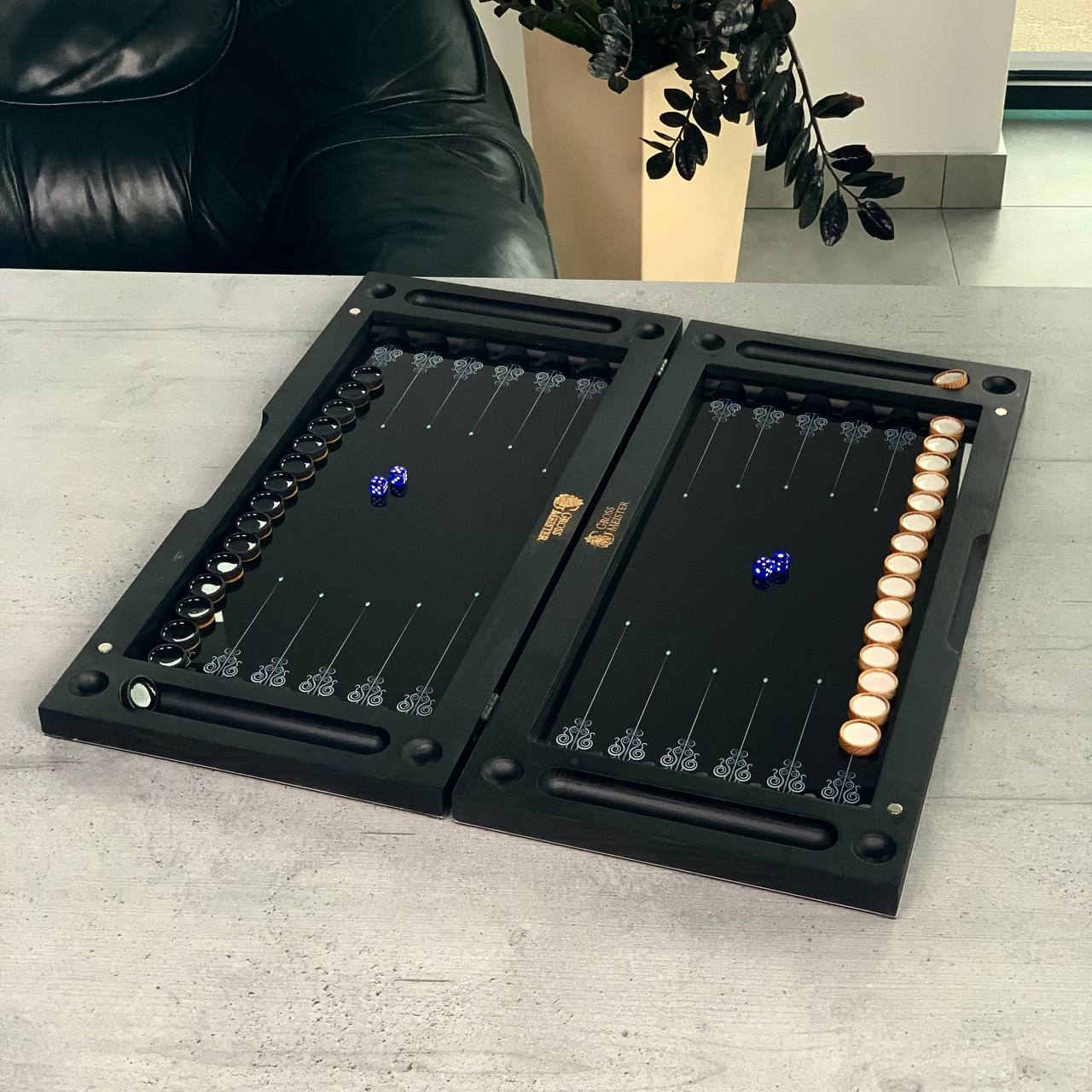 Classic Chess Collection Glass&Wood Chess Backgammon Checkers Set