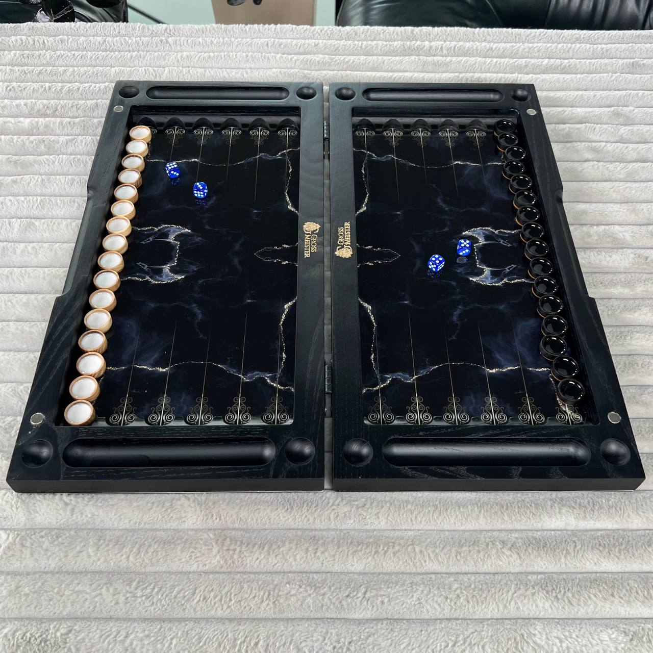Jeu d'échecs et de backgammon en verre 3 en 1 dans un cadre en bois, 2 tailles, un jeu de société luxueux prêt à offrir