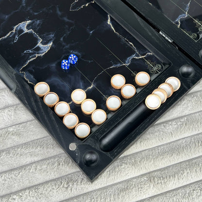 Jeu d'échecs et de backgammon en verre 3 en 1 dans un cadre en bois, 2 tailles, un jeu de société luxueux prêt à offrir