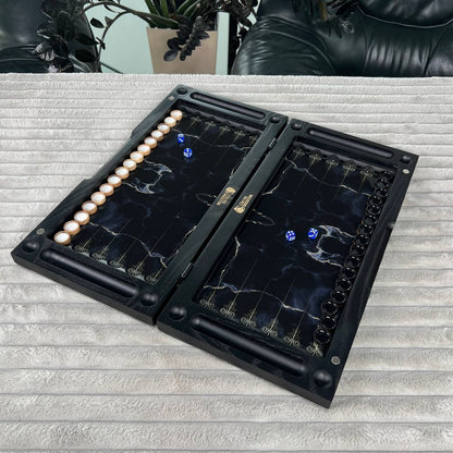 Jeu d'échecs et de backgammon en verre 3 en 1 dans un cadre en bois, 2 tailles, un jeu de société luxueux prêt à offrir