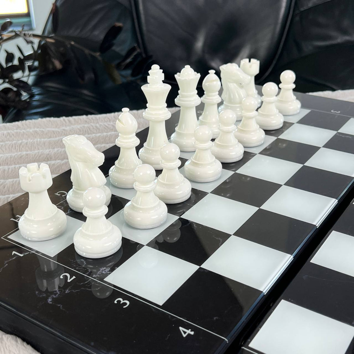 Classic Glass Chess Collection Chess, Backgammon & Checkers Set