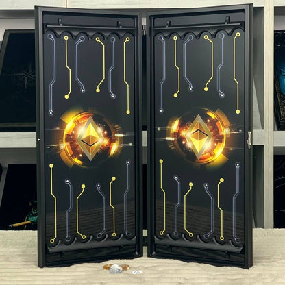 Backgammon en verre "Bitcoin", plateau de backgammon, cadeau pour le patron