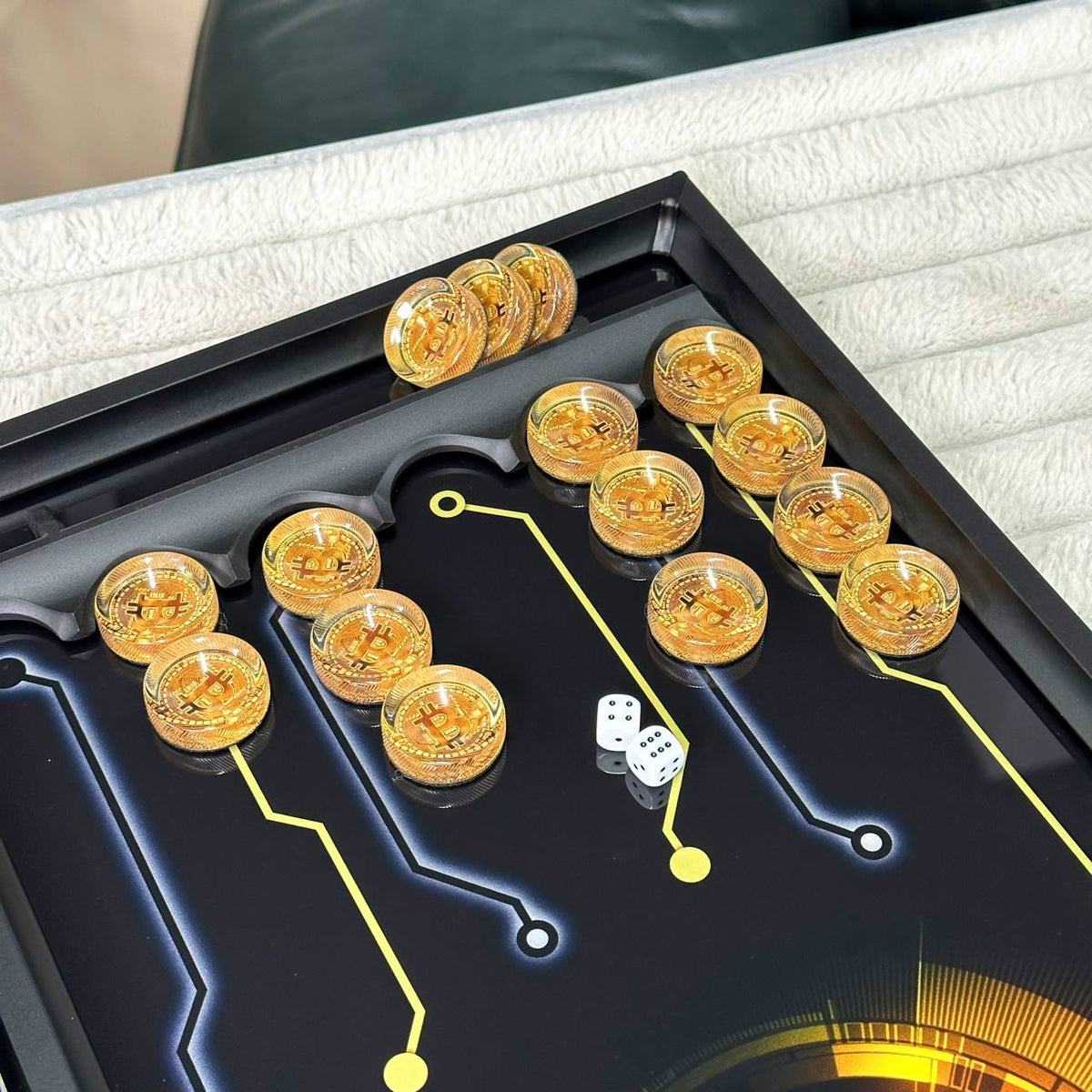 Bitcoin and Ethereum Glass Backgammon Set – Large 24”
