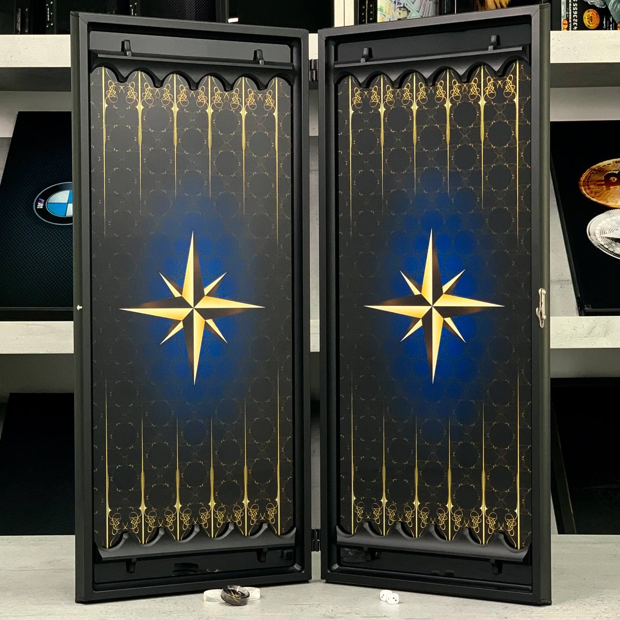 Jeu de backgammon en verre de luxe fait à la main 61 x 27 cm. Personnalisé, prêt à offrir