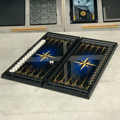 Jeu de backgammon en verre de luxe fait à la main 61 x 27 cm. Personnalisé, prêt à offrir