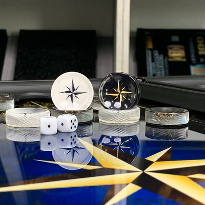 Jeu de backgammon en verre de luxe fait à la main 61 x 27 cm. Personnalisé, prêt à offrir