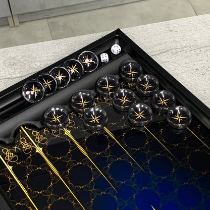 Jeu de backgammon en verre de luxe fait à la main 61 x 27 cm. Personnalisé, prêt à offrir