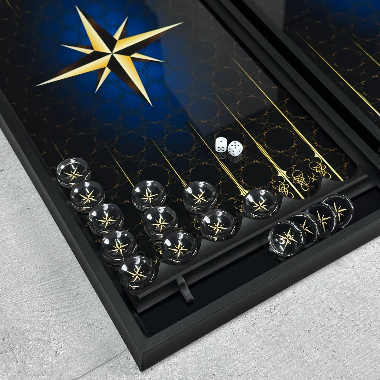 Compass Rose Glass Backgammon Set – Large 24”