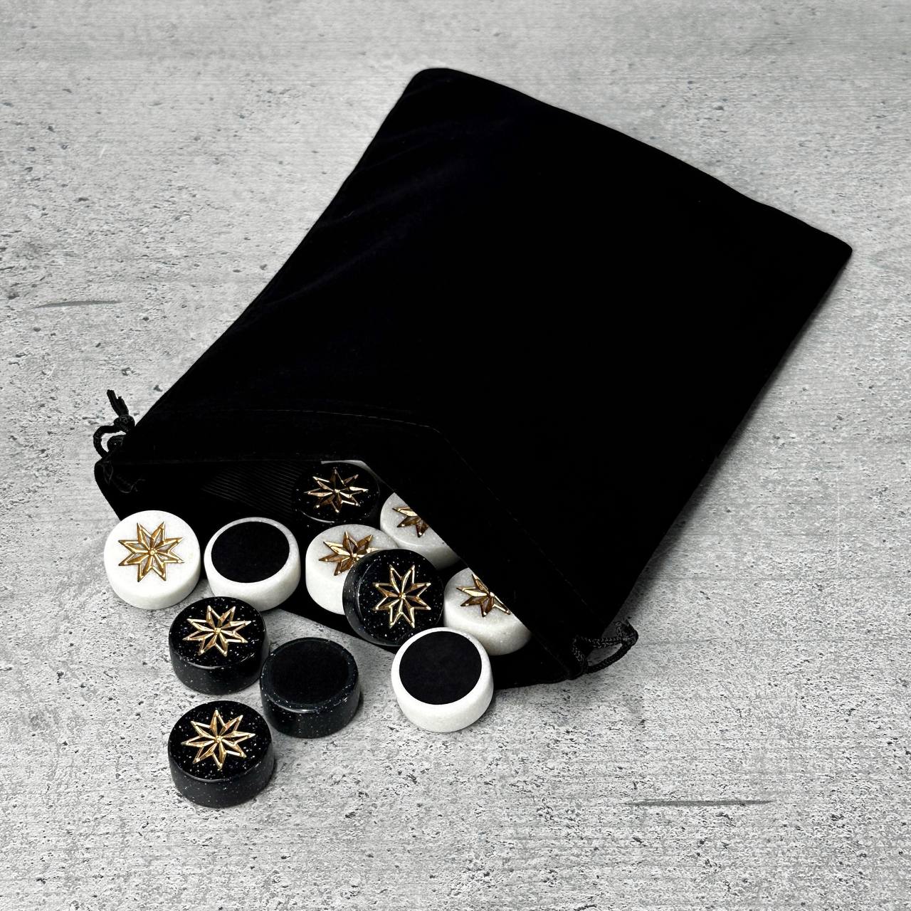 Premium Stone Backgammon Checkers Pieces with Star Inlay 1.1in (29mm)