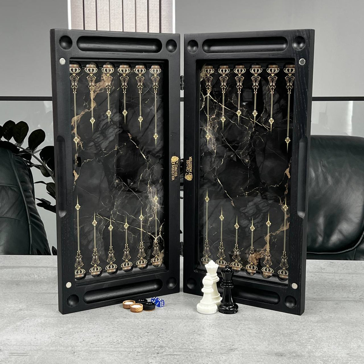 Classic Glass Chess Collection Chess, Backgammon & Checkers Set