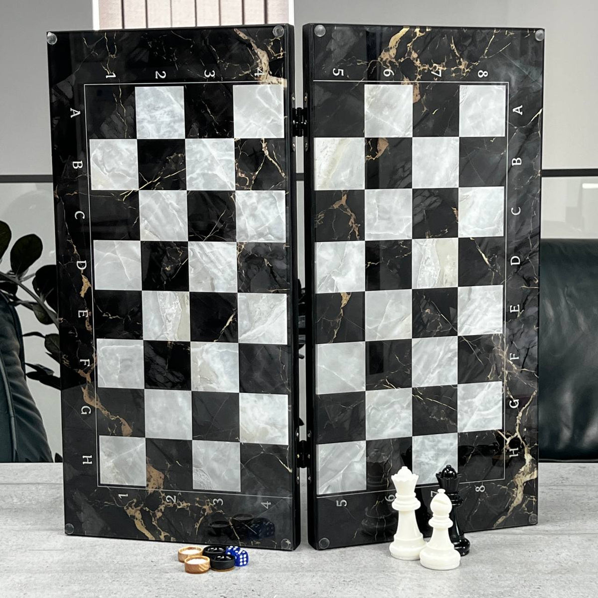 Classic Glass Chess Collection Chess, Backgammon & Checkers Set