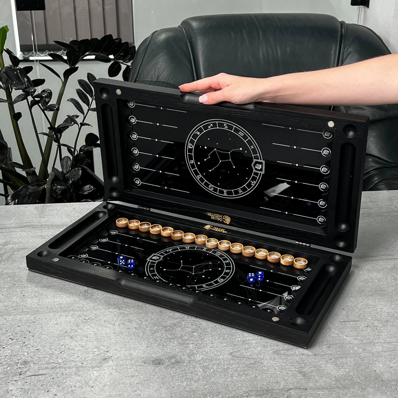 The Virgo Constellation Premium Glass&Wood Backgammon Set — Luxury Game Board  Gift