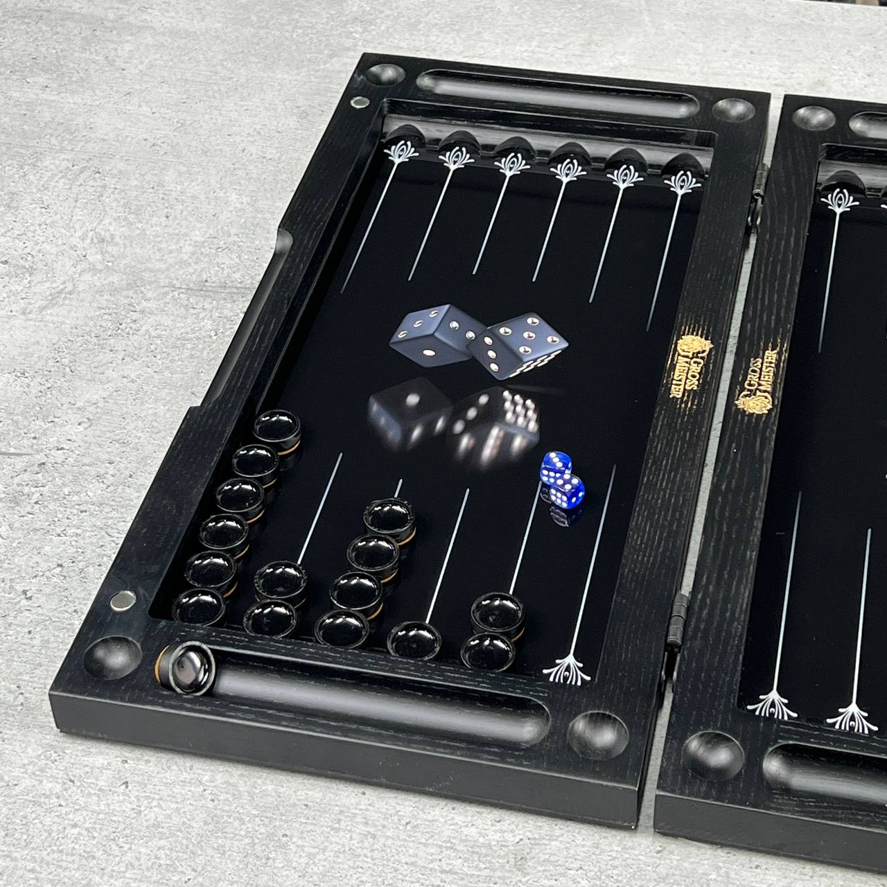 Premium Glass&Wood Backgammon Set — 3D Dice Edition Luxury Game Board