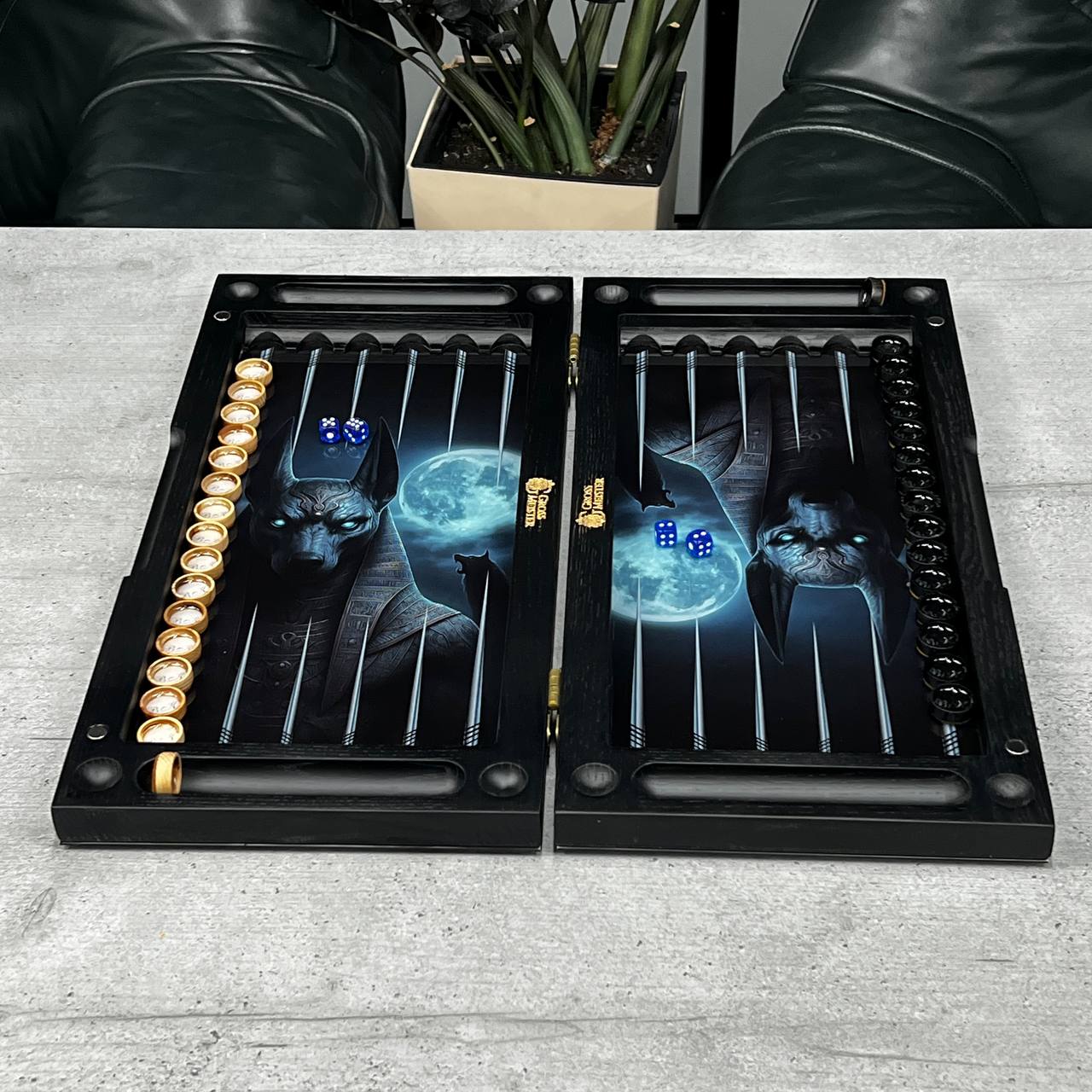 The Anubis Underworld Premium Glass&Wood Backgammon Set — Luxury Game Board Gift