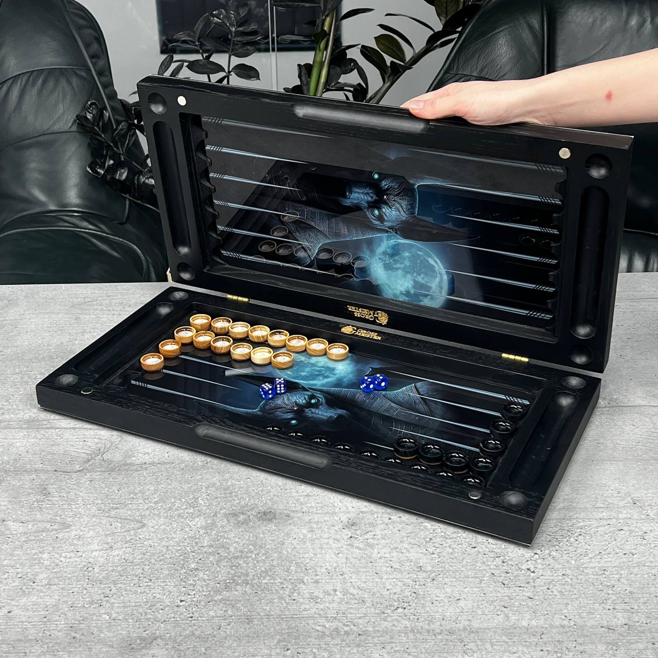 The Anubis Underworld Premium Glass&Wood Backgammon Set — Luxury Game Board Gift