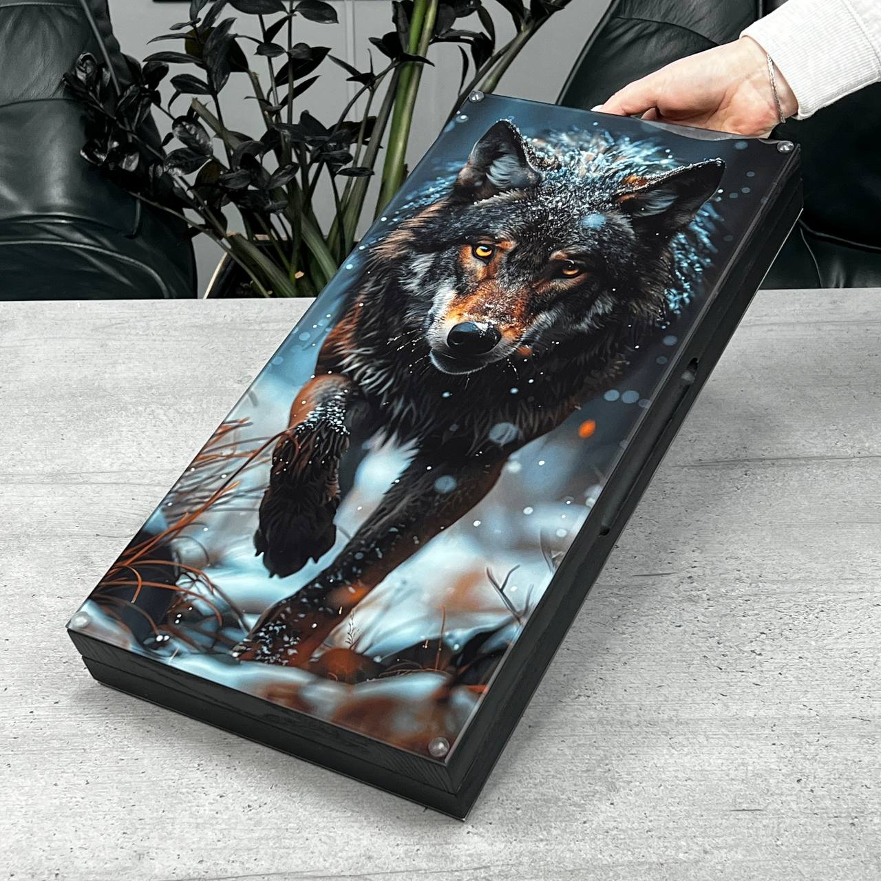 The Winter Hunt Premium Glass&Wood Backgammon Set — Luxury Game Board