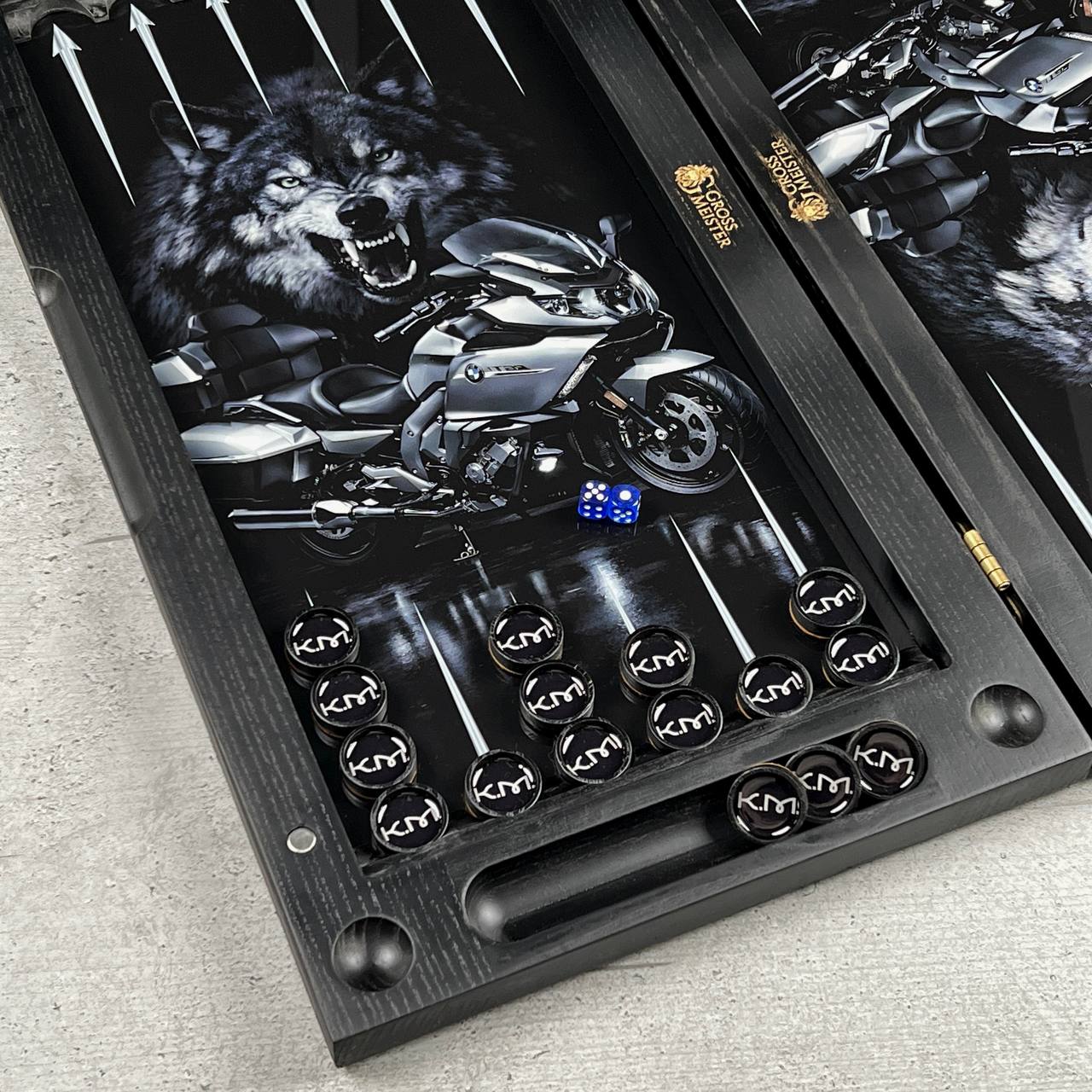 The Night Wolf & Full Moon Premium Glass&Wood Backgammon Set — Luxury Game Board