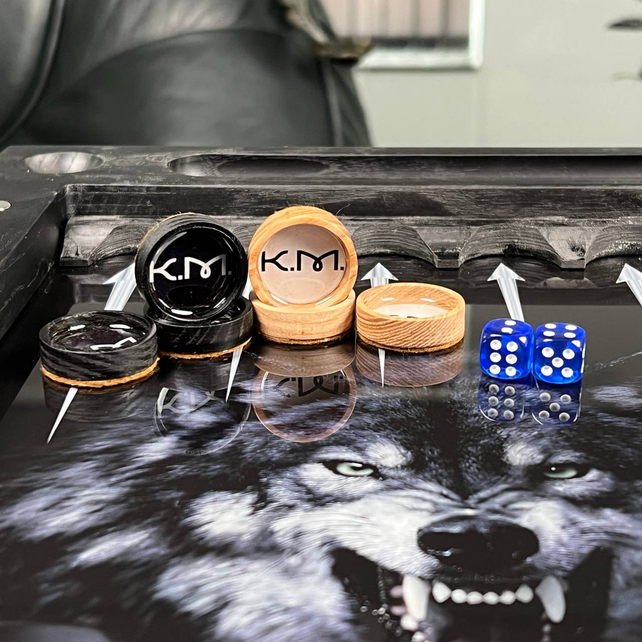 The Night Wolf & Full Moon Premium Glass&Wood Backgammon Set — Luxury Game Board