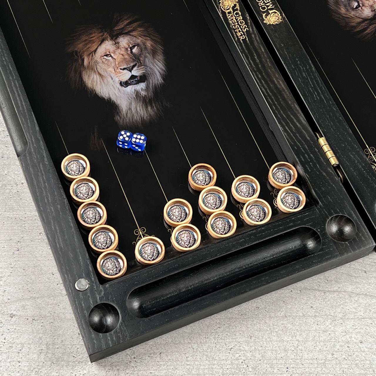 The Golden Lion King Premium Glass&Wood Backgammon Set — Luxury Game Board Gift for Him
