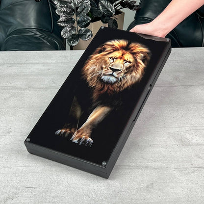 Luxury Lion Glass&Wood Backgammon Set 20" – Handcrafted Premium Board Game