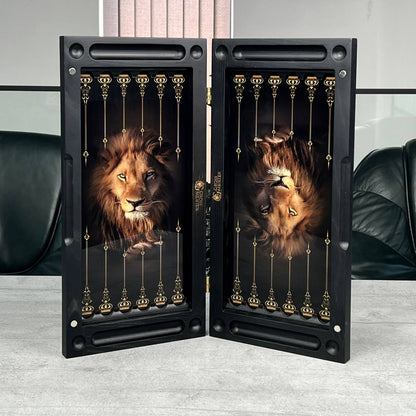 Luxury Lion Glass&Wood Backgammon Set 20" – Handcrafted Premium Board Game