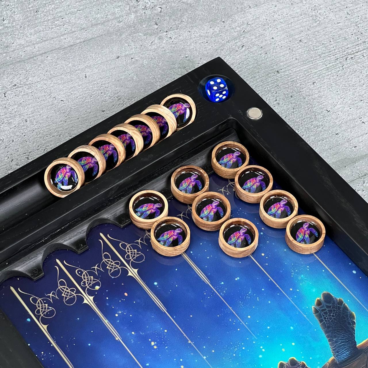 The Golden Meridian Sea Turtle Premium Glass&Wood Backgammon Set — Luxury Game Board Gift