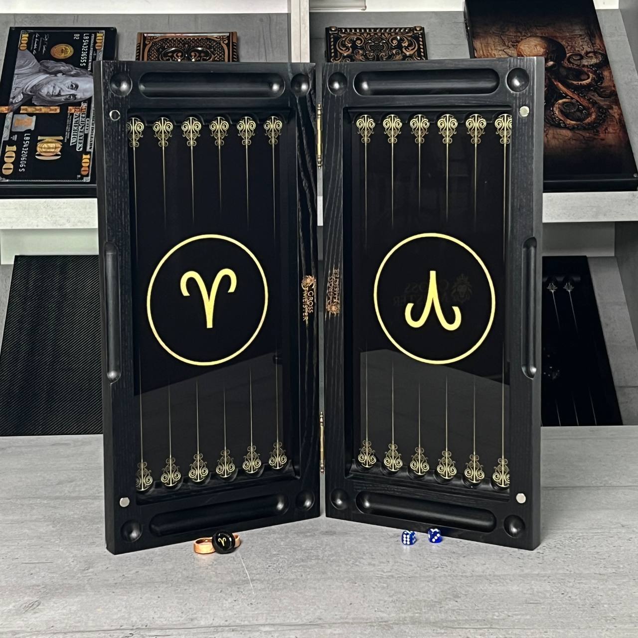 The Aries Constellation Premium Glass&Wood Backgammon Set — Luxury Game Board Gift