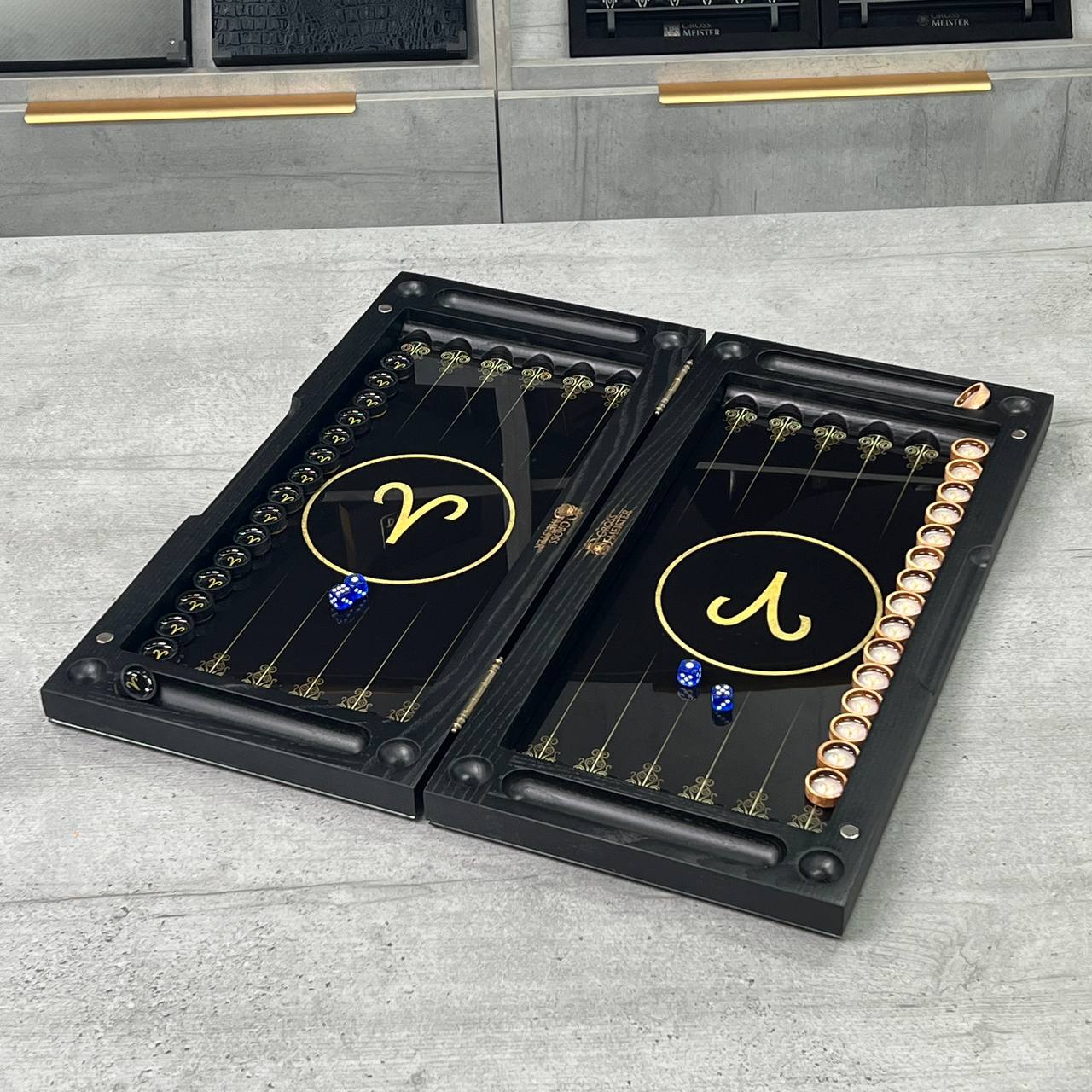 The Aries Constellation Premium Glass&Wood Backgammon Set — Luxury Game Board Gift